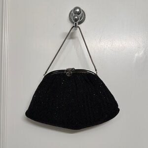 Vintage Beaded Black Evening Clutch